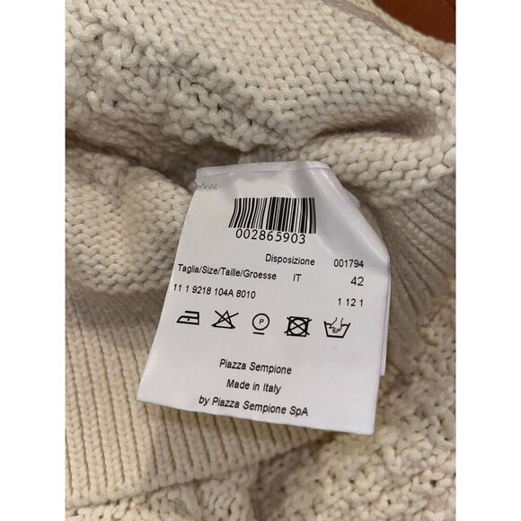 Piazza Sempione Womens Cream Short Sleeve Textured Knit Cardigan  Size 42 - Picture 9 of 9